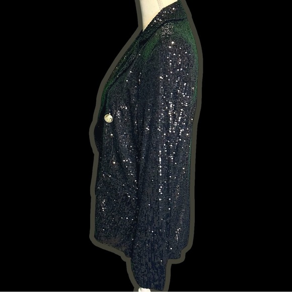 NWT Alexia Admor ‘Abbi’ Shimmering Sequined Blazer in Black Size 8 - Picture 8 of 16